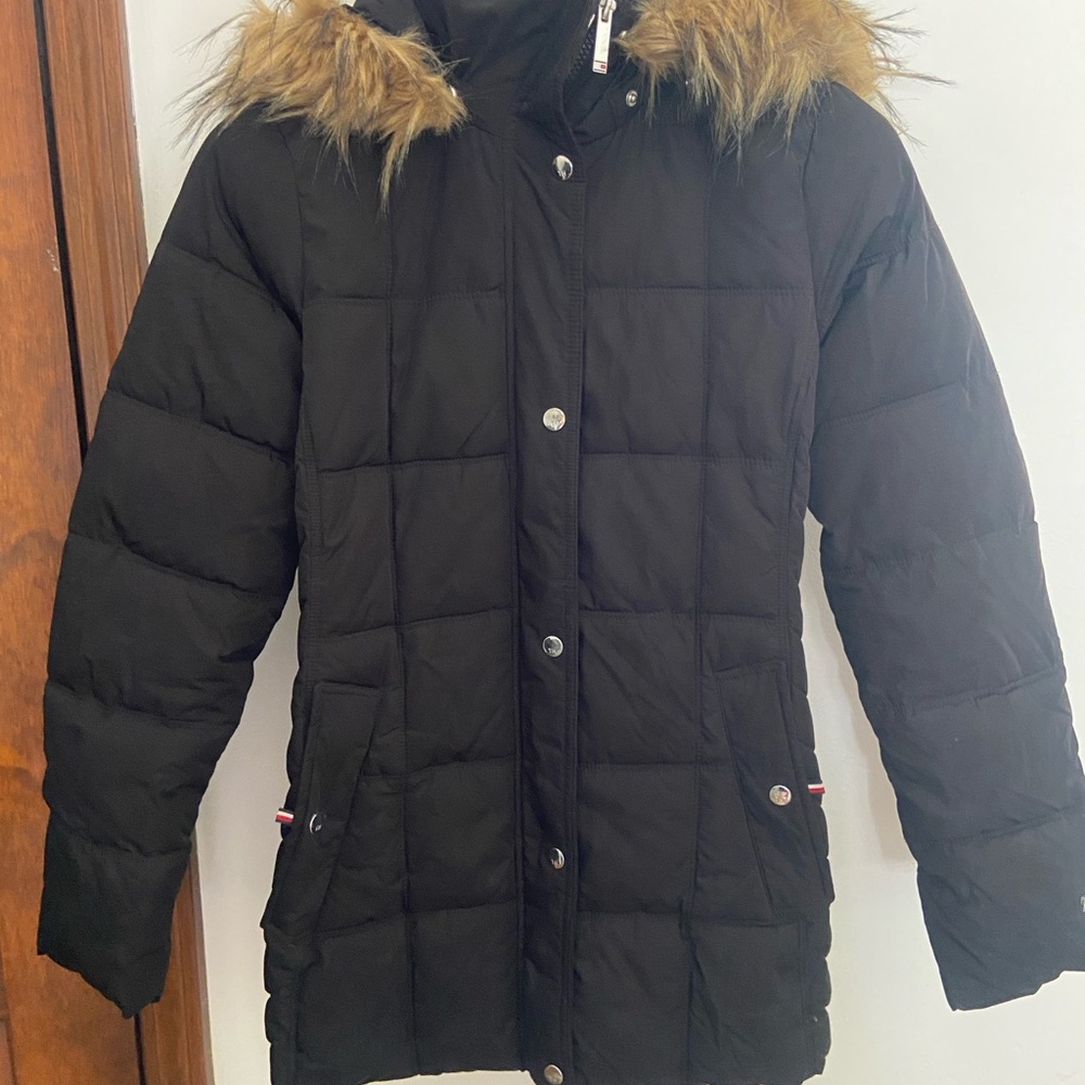 Tommy Hilfiger Black Jacket with Red and White Accents